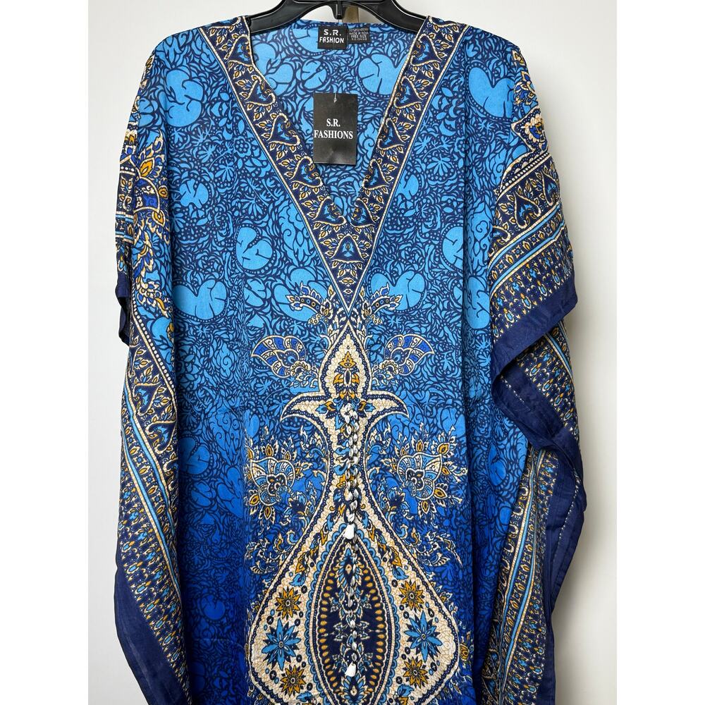 Women's Kaftan Print Kimono Stylish Loungewear, Beach Cover-Up